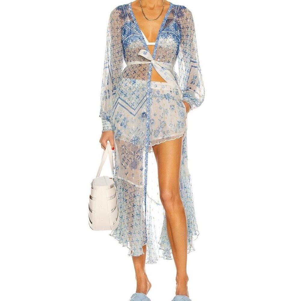 NWT Rococo‎ Sand Leas Cape Blue White Sheer Medium RETAIL $396